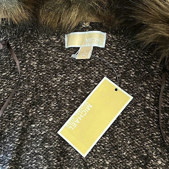 Michael Kors NWT Brown Long Sleeve Fur Trimmed Collar Cardigan Sweater **Sz S** - Picture 5 of 5